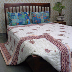 Cotton Quilt, block printed with cotton padding
