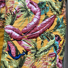 Cotton Quilt, Peacock paradise Mustard, plus 2 pillow cases