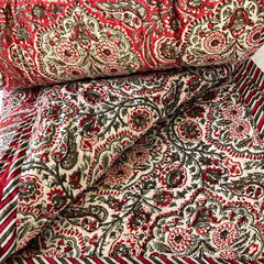 Anokhi cotton Quilt, Burnt red & green florals