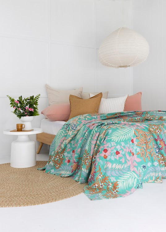 Kantha, Green florals