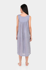 Arabella - Nightie V-Neck Laced Blue Gingham (410EEB)
