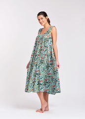 Arabella - Tiered Dress, Green floral (764F5)