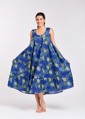 Arabella - Tiered Dress, Blue floral (764Q)