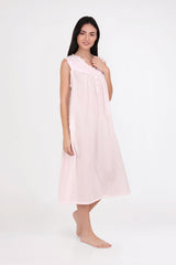 Arabella - Nightie Pink Sleeveless with Embroidery (11P1)