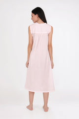 Arabella - Nightie Pink Sleeveless with Embroidery (11P1)