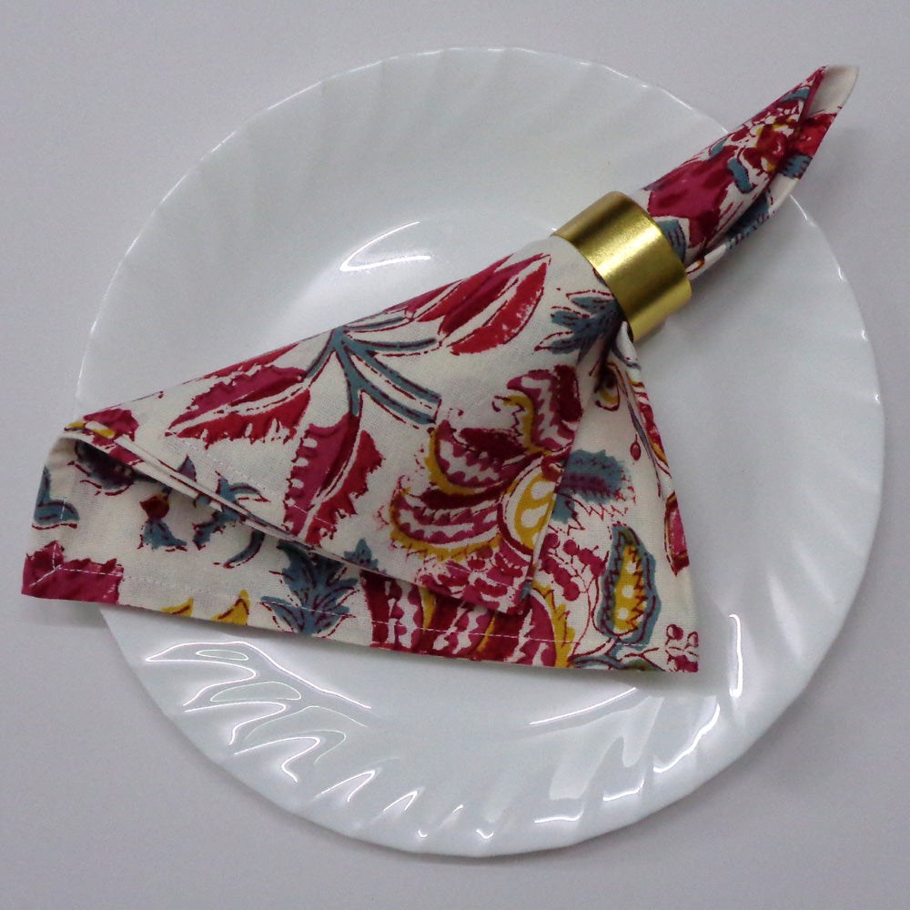 Block printed Napkins, Set of 8