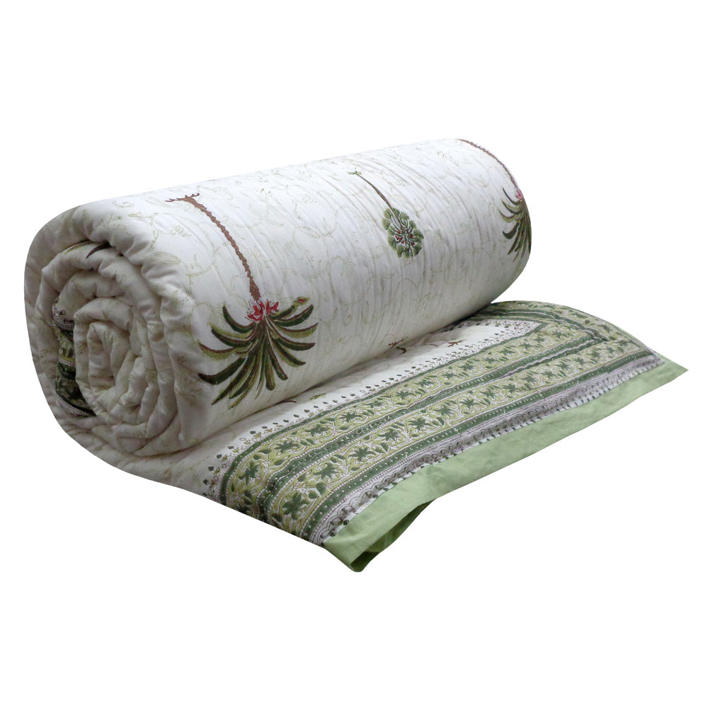 Cotton Quilt, block printed with cotton padding