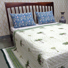 Cotton Quilt, block printed with cotton padding