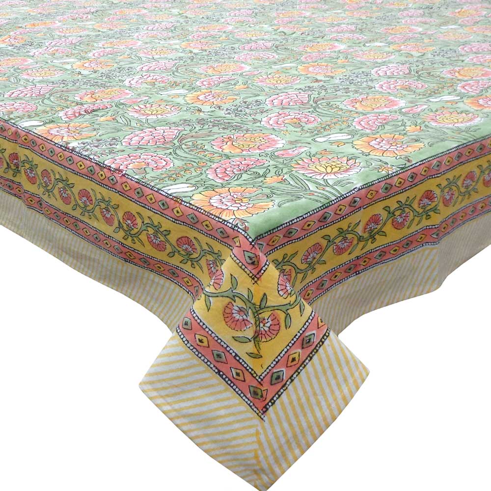 Block printed tablecloths, 180 x 270cm, 180 x 340cm long rectangle