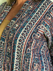 Anokhi Quilted Robes - Long, blue stripes