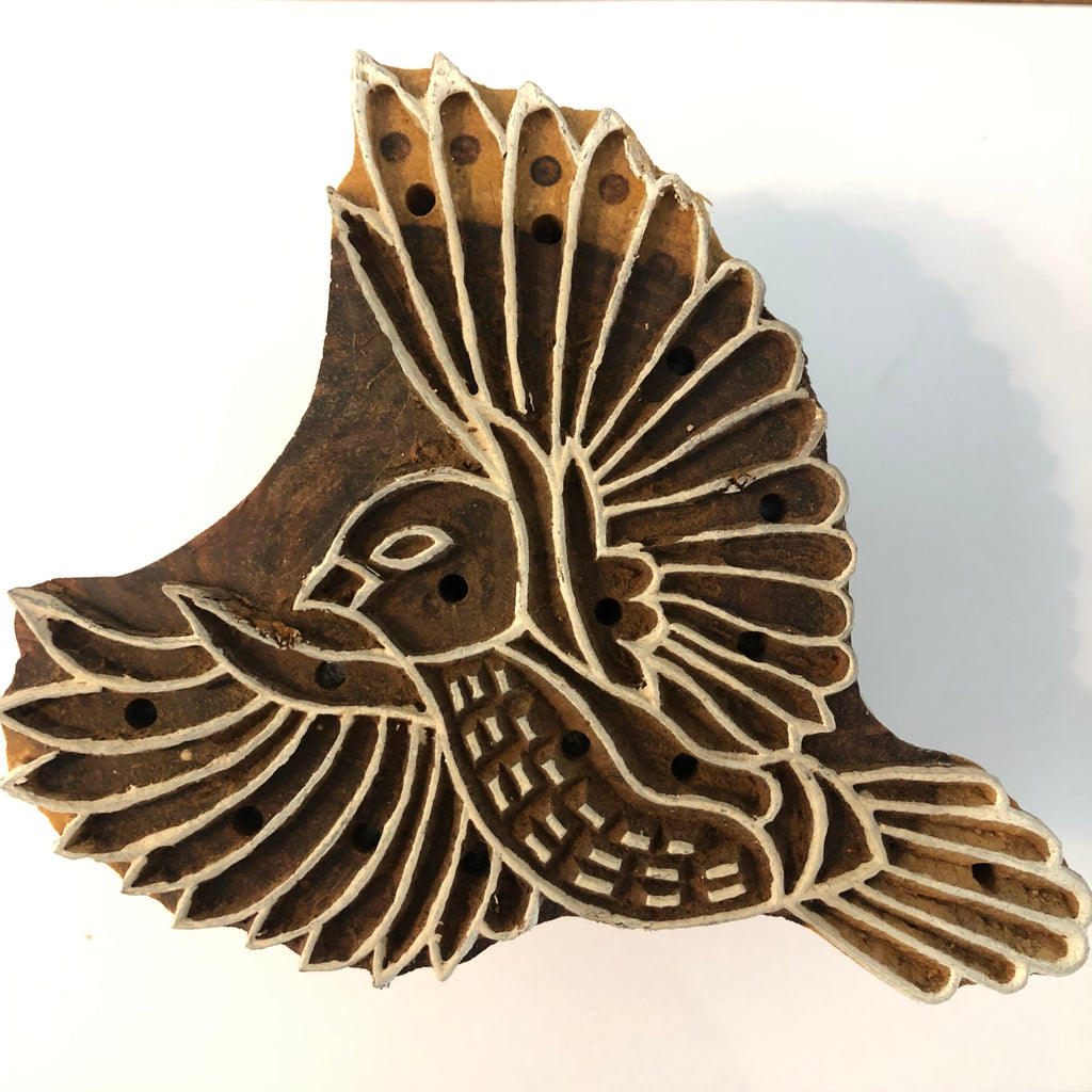 Carved printing block - Flying bird