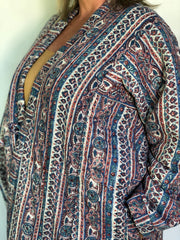 Anokhi Quilted Robes - Long, blue stripes