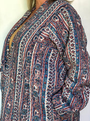 Anokhi Quilted Robes - Long, blue stripes