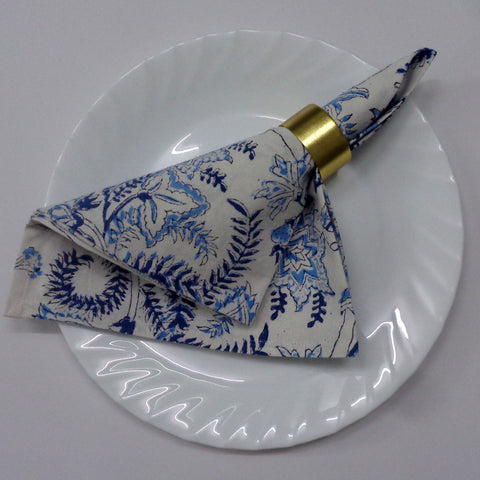 Block printed Napkins, Set of 8.