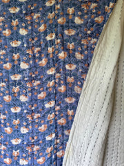 Cotton padded quilts,  blue & taurpe florals