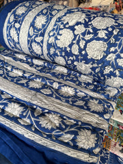 Cotton padded quilts, Navy blue florals