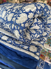 Cotton padded quilts, Navy blue florals