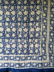 Cotton padded quilts, Navy blue florals