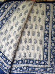 Cotton padded quilts, Navy blue florals