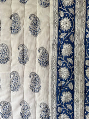 Cotton padded quilts, Navy blue florals