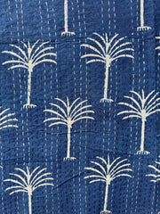 Kantha, Indigo & white palm