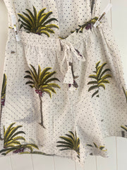 Cotton PJ short set, Green palm trees