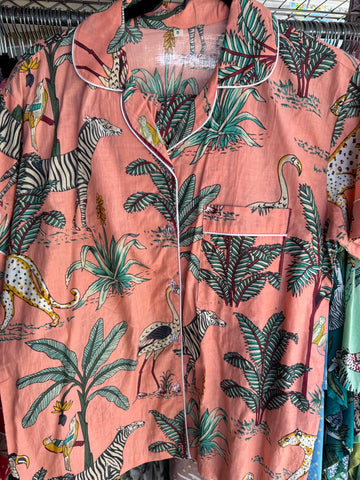 Cotton PJ short set, Salmon safari