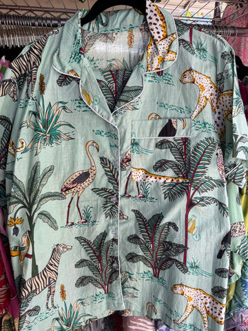 Cotton PJ short set, Mint safari