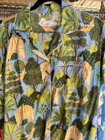 Cotton PJ short set, Blue peacock