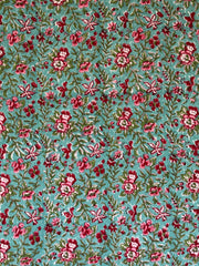 Kantha, Teal green & red florals