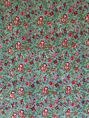 Kantha, Teal green & red florals