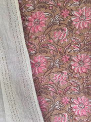 Kantha, Taupe & pink florals