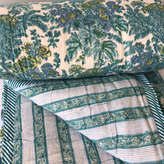 Anokhi cotton Quilt, Teal blues & greens