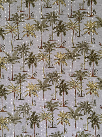 Kantha, Grey & green palms