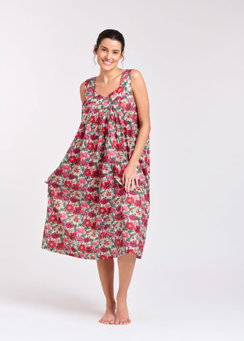 Arabella - Nightie or Dress, Red floral (411F4)