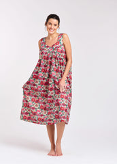 Arabella - Nightie or Dress, Red floral (411F4)