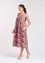 Arabella - Nightie or Dress, Red floral (411F4)