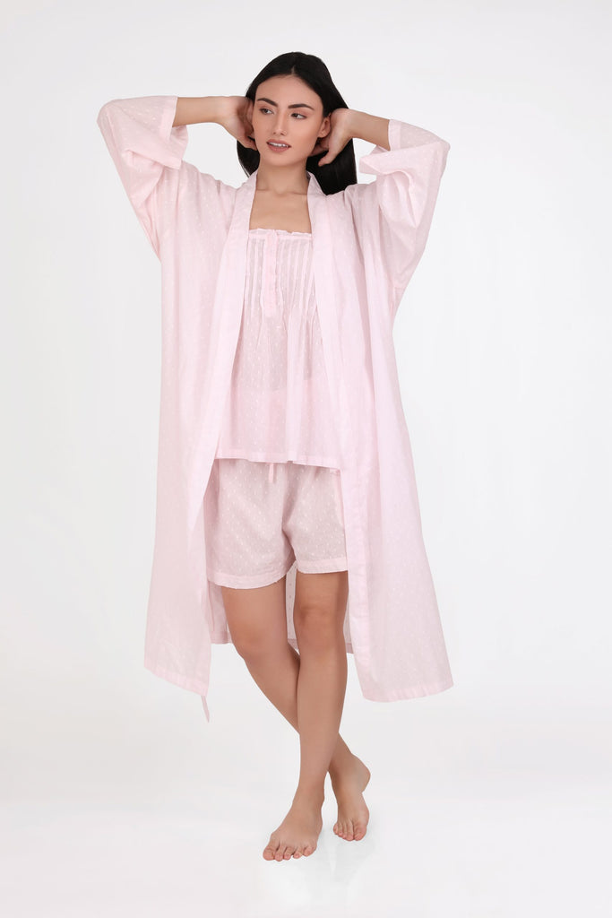 Arabella - Dressing Gown, Robe, Pink Hail spot (74P)