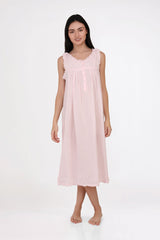 Arabella - Nightie, Sleeveless with button at shoulder (7 pink HS)