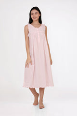 Arabella - Nightie, Sleeveless with button at shoulder (7 pink HS)