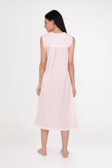 Arabella - Nightie Pink Sleeveless with Embroidery (11P1)