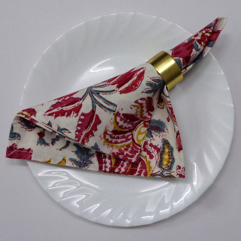 Block printed Napkins, Set of 8