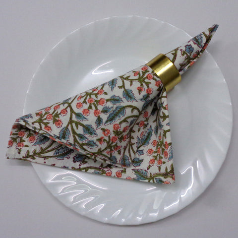 Block printed Napkins, Set of 8