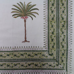 Block printed tablecloths, Green Palm 6 seater, 8 -10 seater & 10 -14 seater.
