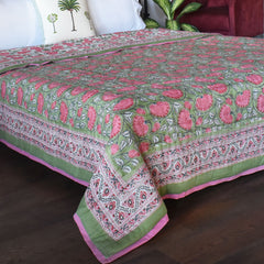 Cotton Quilt, block printed with cotton padding