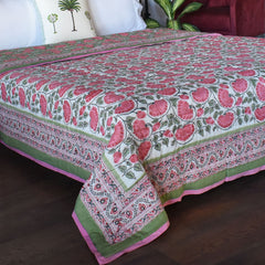 Cotton Quilt, block printed with cotton padding