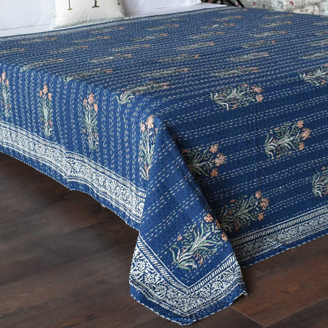 Kantha, Indigo & floral
