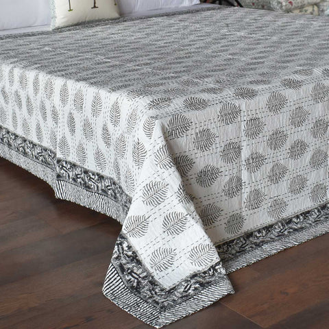 Kantha, Grey leaf on white