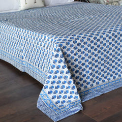 Kantha, little blue flowers