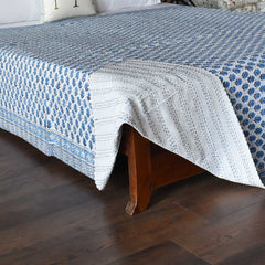 Kantha, little blue flowers